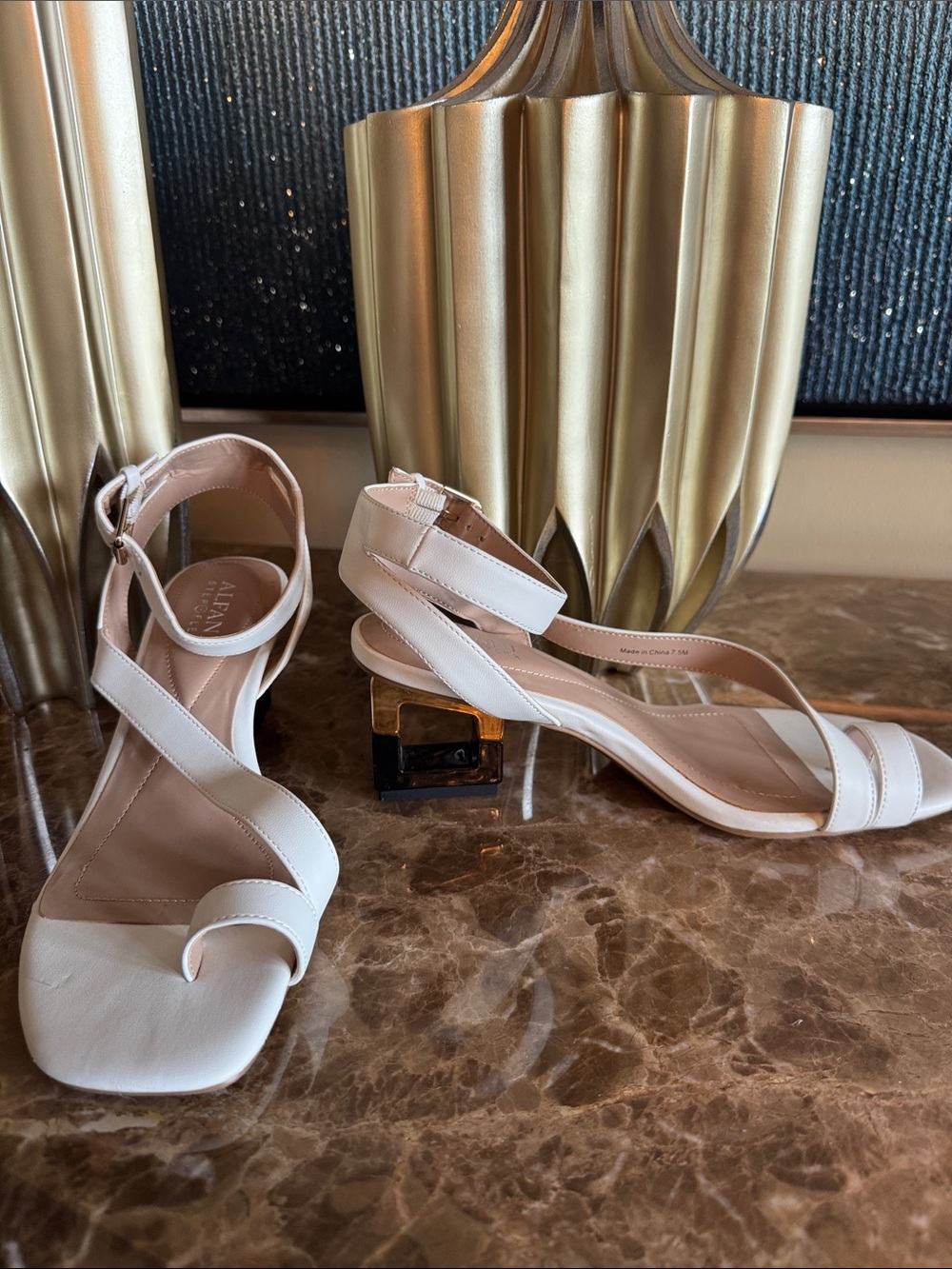 Alfani White Square Toe Ankle-Strap Sandals